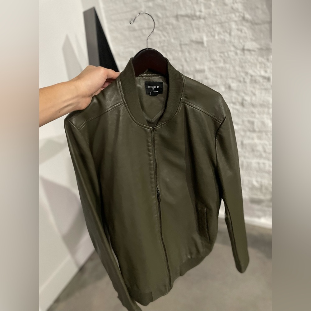 Ranger Green Forever 21 leather Jacket size XL, fits me like a Large 6ft 175lbs